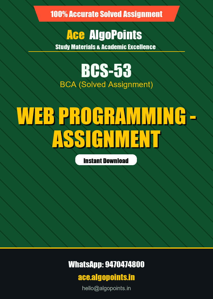 BCS-53 - Web Programming - Assignment