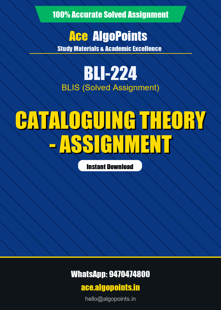 BLI-224 - Cataloguing Theory - Assignment