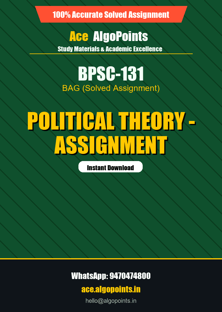 BPSC-131 - Political Theory - Assignment