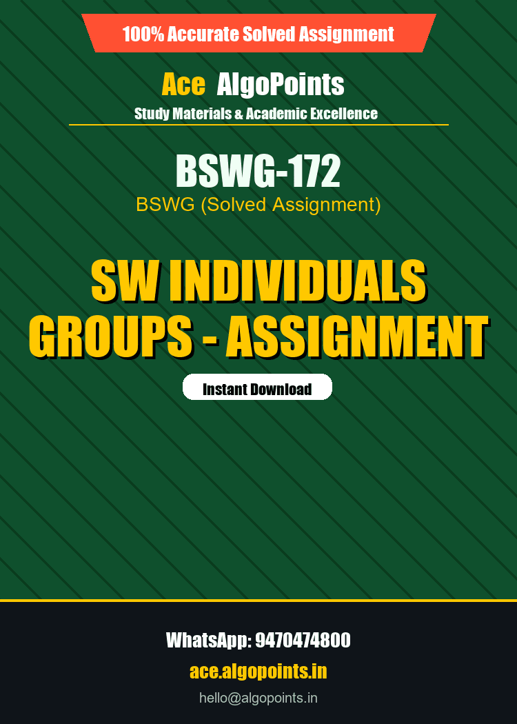 BSWG-172 - SW Individuals Groups - Assignment