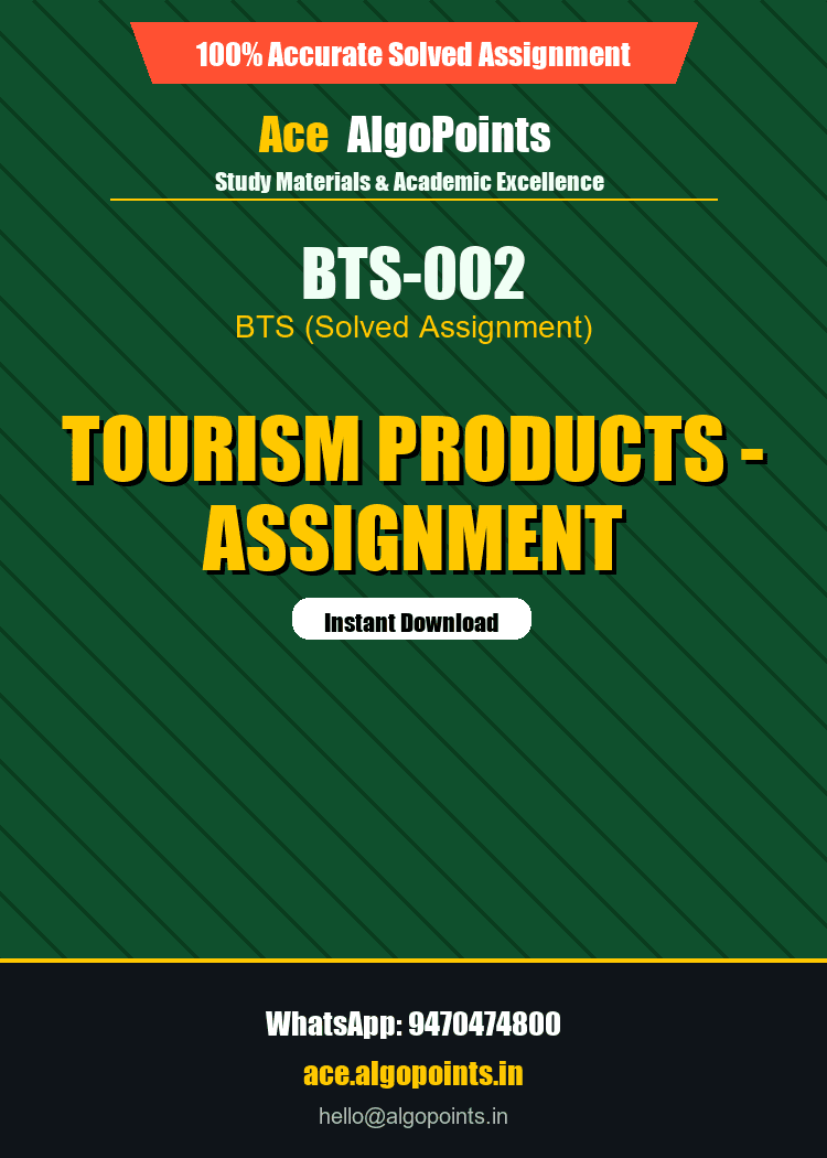 BTS-002 - Tourism Products - Assignment