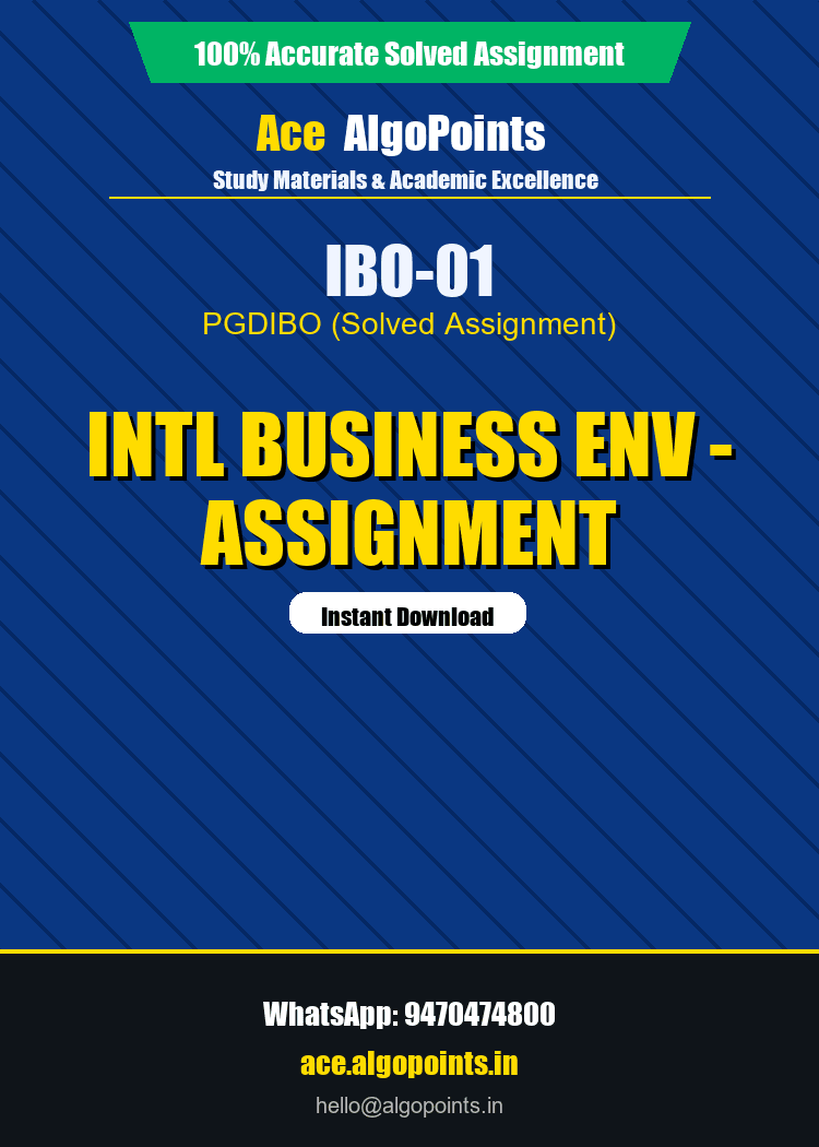IBO-01 - Intl Business Env - Assignment