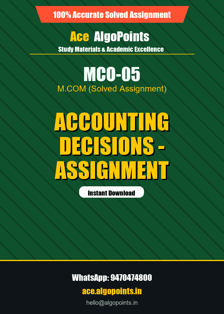 MCO-05 - Accounting Decisions - Assignment