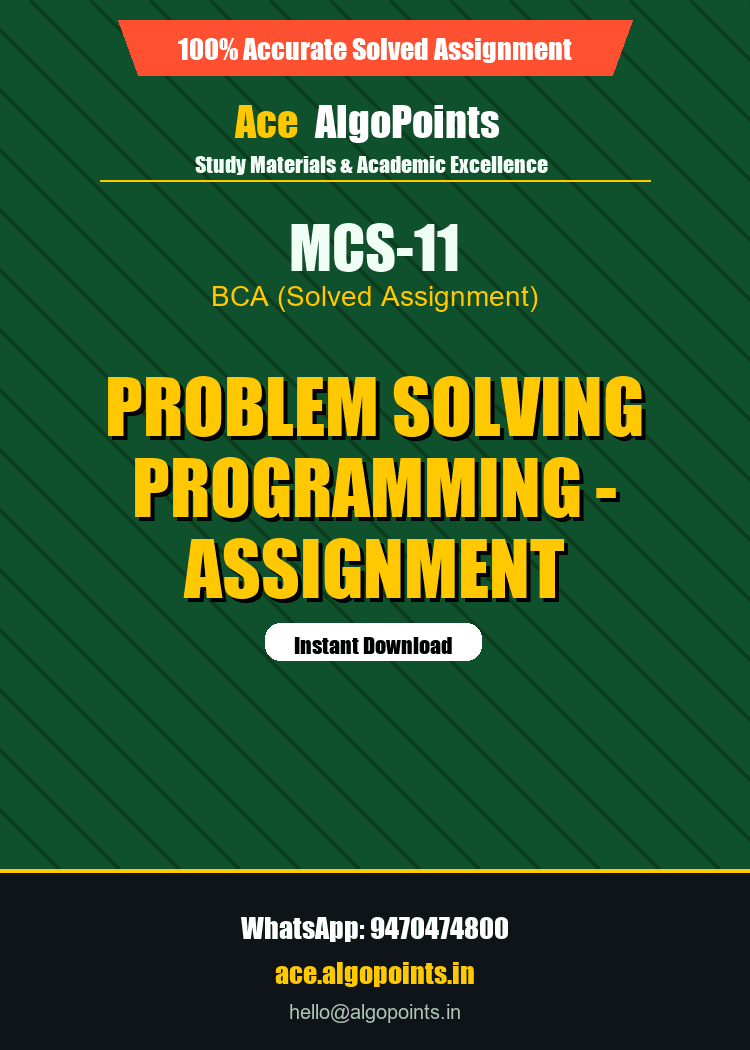 MCS-11 - Problem Solving Programming - Assignment