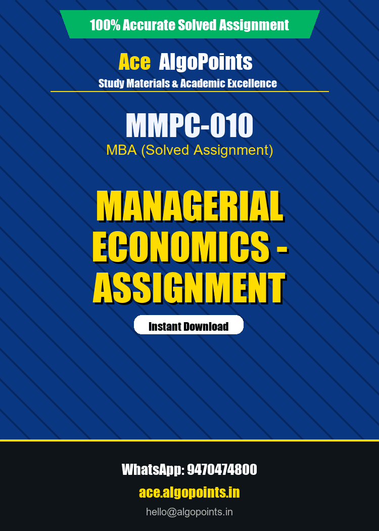 MMPC-010 - Managerial Economics - Assignment