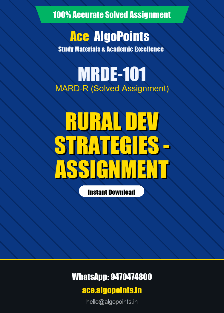 MRDE-101 - Rural Dev Strategies - Assignment