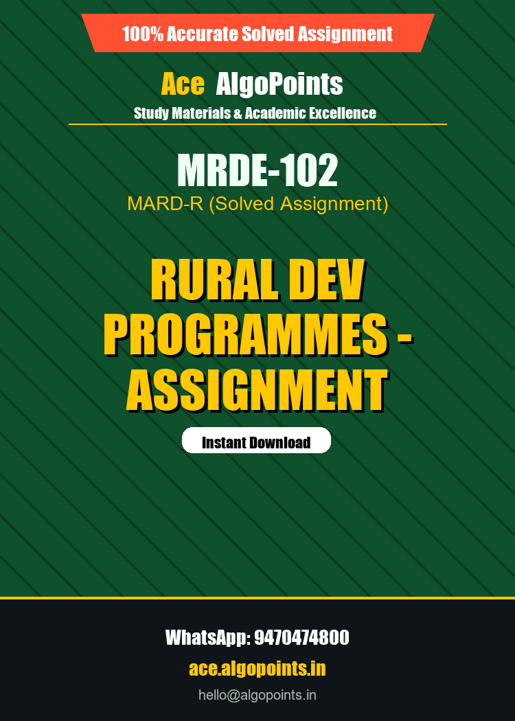 MRDE-102 - Rural Dev Programmes - Assignment