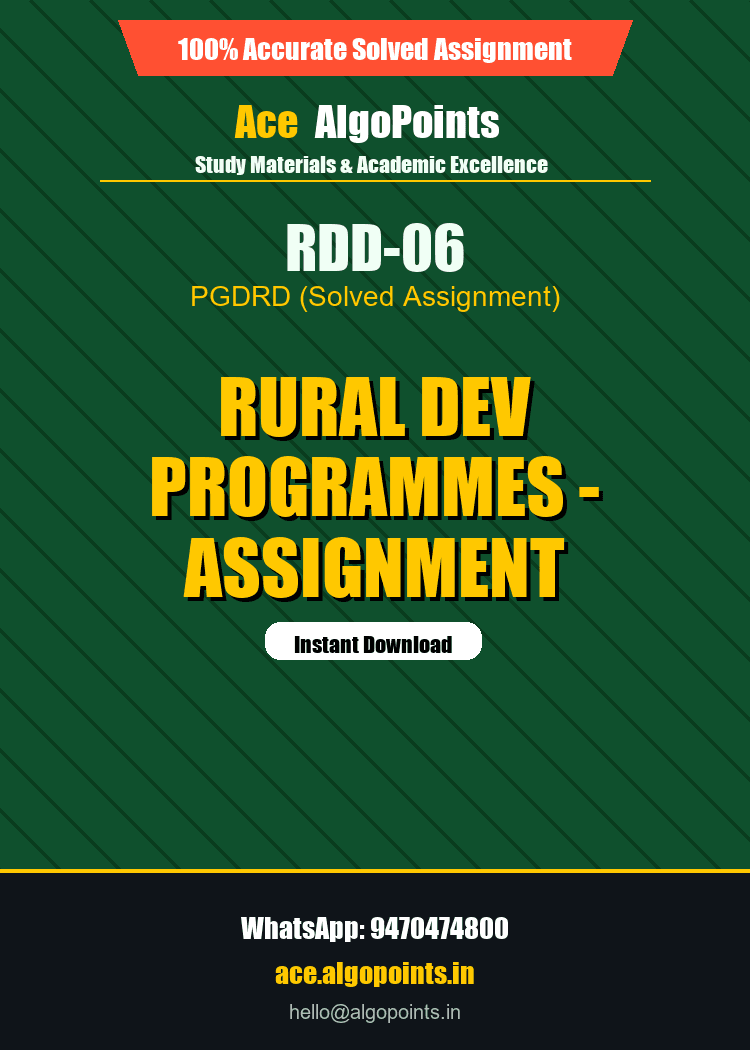 RDD-06 - Rural Dev Programmes - Assignment