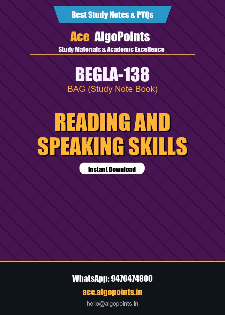 BEGLA-138 - Reading And Speaking Skills