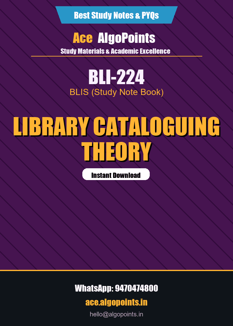 BLI-224 - Library Cataloguing Theory
