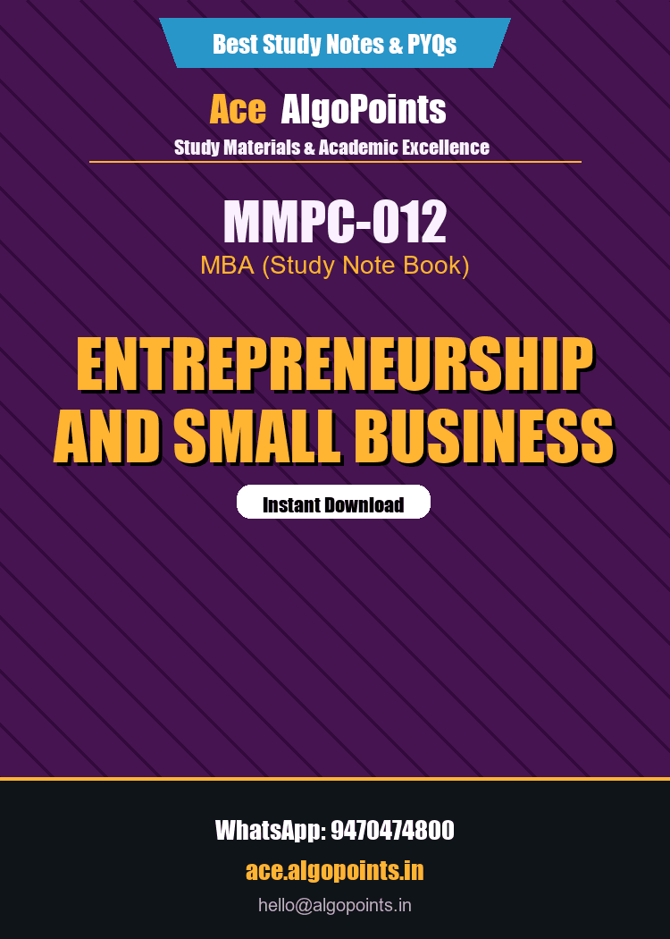 MMPC-012 - Entrepreneurship and Small Business