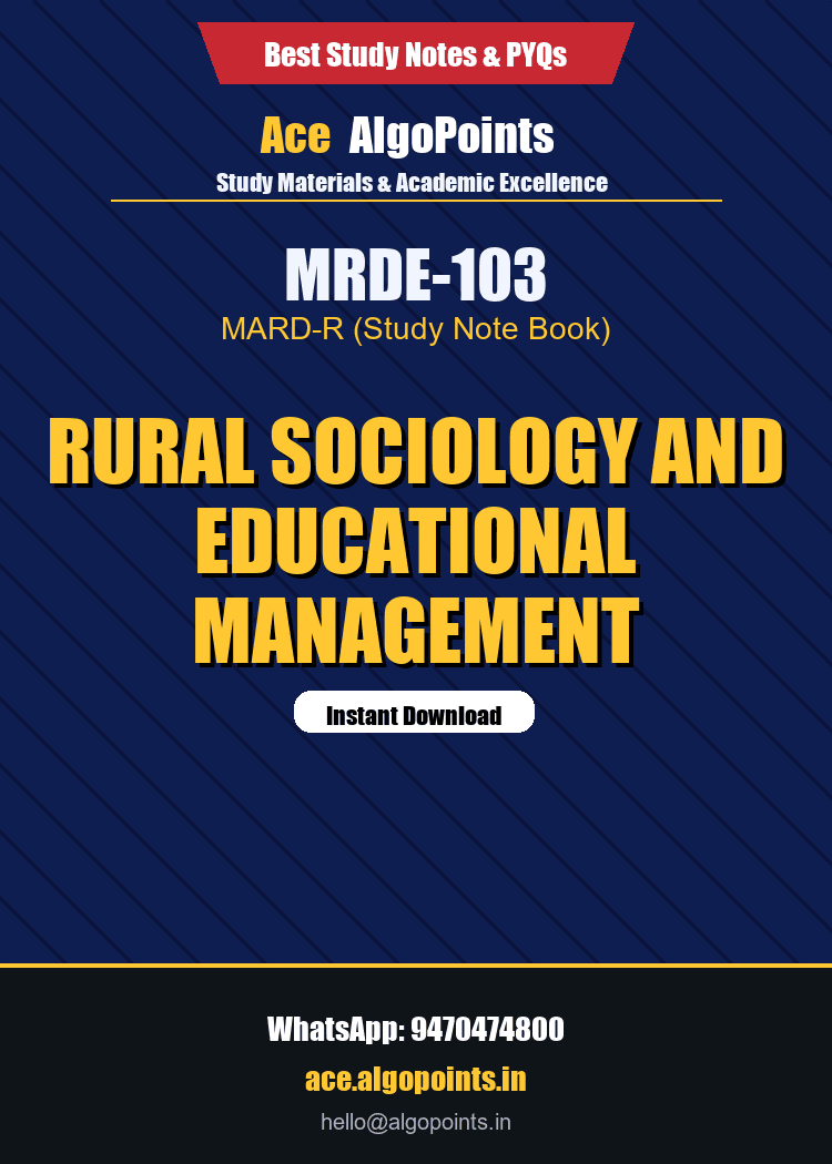 MRDE-103 - Rural Sociology and Educational Management