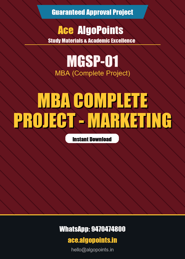 MGSP-01 - MBA Project Report - Marketing